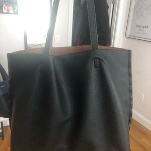 Reversible Faux Leather Tote & Wristlet